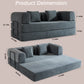 79-Inch Folding Convertible Sofa Bed – Oversized Corduroy Boneless Futon Loveseat & Floor Couch for Small Spaces