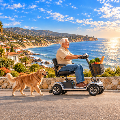 Heavy-Duty 4-Wheel Electric Mobility Scooter for Seniors – 20Ah Removable Battery, Long Range, Anti-Tip, Portable Travel Scooter