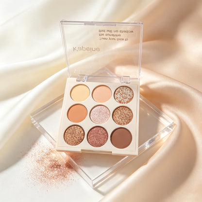 9-Pan Face and Eye Palette, Eyeshadow, Highlighter, Blush and Contour, Oat and Rose Shades