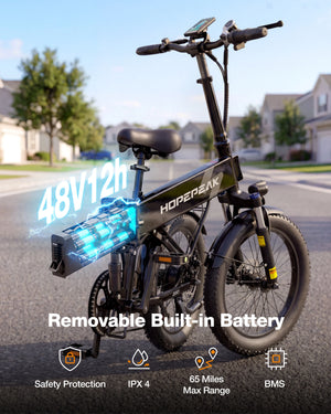Z20 Folding Electric Bike for Adults – 1200W Peak Motor, 48V 12Ah Removable Battery, 20" Fat Tires, 28 MPH
