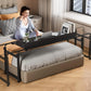 47-Inch Height Adjustable Overbed Table with Wheels, Carbon Steel Rolling Laptop Desk with Raised Baffle for Bed & Home Use
