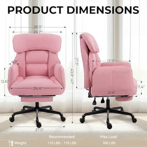 Cross-Legged Office Chair with Footrest – Fabric Reclining Desk Chair with Pivoting Armrests for Home Office