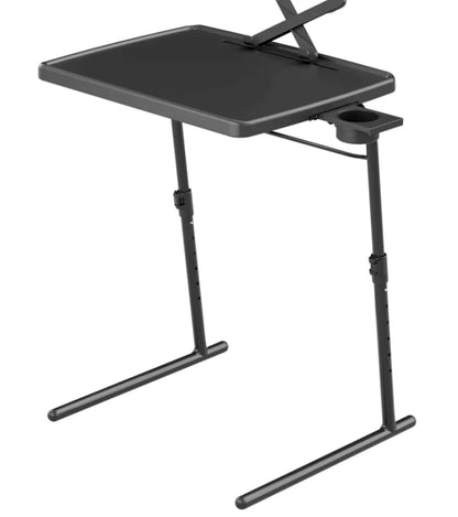 Adjustable Folding TV Tray Table – 6 Height Levels, 3 Tilt Angles, Portable Laptop & Dinner Table with Cup Holder