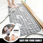 Extra Long Non-Slip Bathtub & Shower Mat 40x16 Inch, Suction Cups, Drain Holes, Machine Washable, Gray & Black