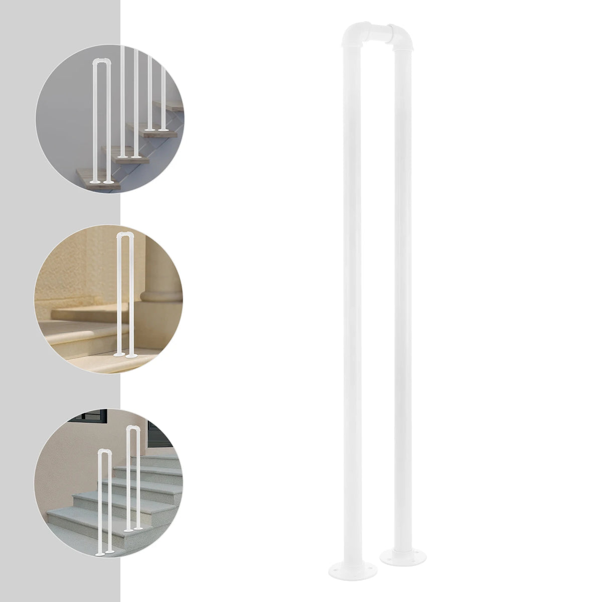 U-Shaped Stair Handrail – 39.37" Carbon Steel Wall Mount Safety Grab Bar for Indoor & Outdoor Stairs