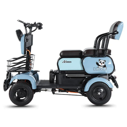 800W Foldable 3-Seater Electric Mobility Scooter with Child Seat