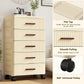 5-Drawer Rolling Storage Dresser with Wheels, Plastic Nightstand & Mobile Organizer Cabinet for Bedroom, Living Room & Office