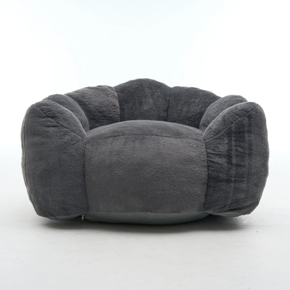Large Petal Cloud Lounge Chair – Faux Rabbit Fur Upholstered Cozy Wrap-Arm Accent Sofa for Bedroom, Living Room & Gaming