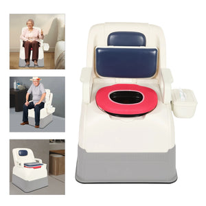 Portable Bedside Commode Chair with Armrests – Dual-Lid Toilet Chair for Seniors & Adults, 220 lb Capacity