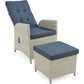 2-Piece All-Weather Wicker Recliner Chair Set with Ottomans & Cushions – Indoor Outdoor Patio Lounge Furniture