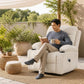 Modern White Massage Recliner Chair with Heat, Swivel Rocking Single Sofa with Manual Reclining for Living Room