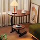 Round C-Shaped Side Table with Faux Marble Top, 2-Tier Metal Frame End Table for Living Room & Bedroom
