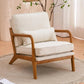 Set of 2 Beige Upholstered Accent Chairs – Mid-Century Modern Lounge Reading Chairs with Solid Wood Frame