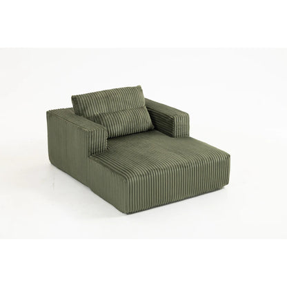 62.6-Inch Convertible Sofa Bed – 1-2 Seater Corduroy Sleeper Couch with 2 Lumbar Pillows for Small Spaces, Green