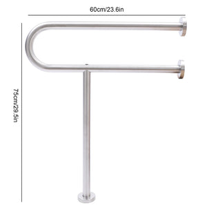 Stainless Steel Toilet Safety Grab Bar – 60 × 75 cm Bathroom Support Rail for Shower & Bathtub, Silver