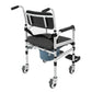Foldable Rolling Shower Commode Chair with Bidet – Height Adjustable Toilet & Bath Seat with Wheels, 352 lb Capacity