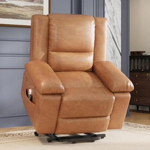 Electric Power Lift Recliner Chair with Massage & Heat – PU Leather Lift Assist Chair with Adjustable Backrest & Footrest for Seniors