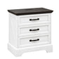 Farmhouse Nightstand with Charging Station, 3-Drawer Bedside Table with 2 AC Outlets & 2 USB Ports, White Storage Cabinet
