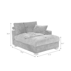 Oversized Corduroy Chaise Lounge Chair – Upholstered Sleeper Sofa with Left Armrest, Cushion & Deep Seat