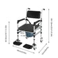 3-in-1 Foldable Rolling Shower Commode Wheelchair – Height Adjustable Bath Chair with Flip-Up Footrests