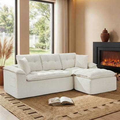110-Inch L-Shaped Boneless Cloud Sectional Sofa with Ottoman – Deep Seat Chenille Modular Couch, No Assembly Required
