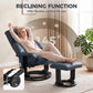 360° Swivel Massage Recliner Chair with Ottoman – 10-Point Vibration PU Leather Lounge Chair with Footstool & Remote, Blue
