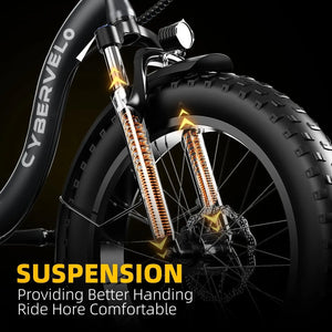 1000W Folding Electric Bike for Adults – 48V 20.8Ah Removable Battery, 20" Fat Tires, Front Suspension & Rear Rack