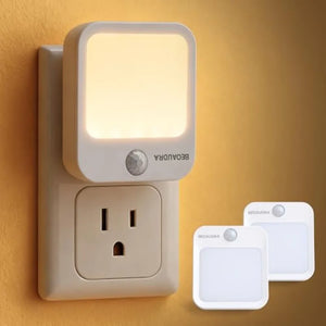 Plug-In Motion Sensor LED Night Light, 5-Level Dimmable Warm White, Ultra-Slim, Auto Shut-Off