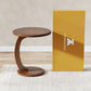 Round C-Shaped Side Table with Wood Top, Mid-Century Modern Sofa End Table for Living Room & Bedroom