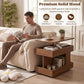 Solid Wood Lift-Top Coffee Table with Storage & Wheels, Square Walnut Wood Side Table, No Assembly Required
