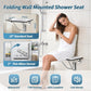 18" Wall-Mounted Folding Shower Seat – Fold-Down Bath Bench with Stainless Steel Frame, 420 lb Capacity