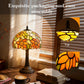 12-Inch Stained Glass Table Lamp with Yellow Sunflower Design, Bedside Reading Light for Bedroom and Living Room