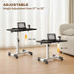 Adjustable Overbed Table with Wheels – Tilting Desktop, Height Adjustable Mobile Bedside Table & Rolling Standing Desk
