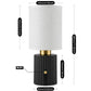 Cordless Rechargeable Table Lamp, 3600mAh Battery, Touch Dimming, Warm Light, White Fabric Shade and Black Base