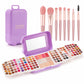 130-Color Travel Makeup Palette with Matte & Shimmer Eyeshadow, Blush, Highlighter & 8 Makeup Brushes, Portable Suitcase Kit