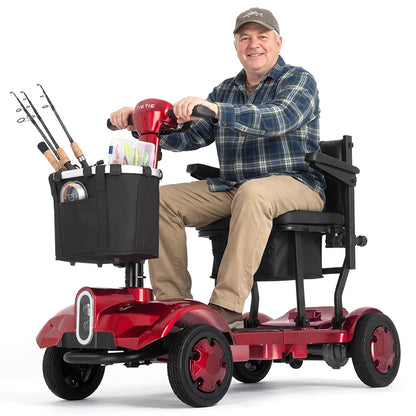 270W 4-Wheel Electric Mobility Scooter for Adults, Foldable Portable Travel Scooter, 10-Mile Range