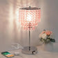 Crystal Bedside Table Lamp with 3-Way Touch Dimming and Dual USB Charging Ports