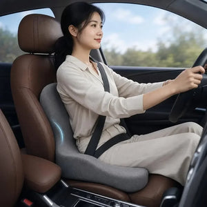 L-Shaped Memory Foam Seat Cushion with Fixing Strap – Coccyx & Hip Pressure Relief Chair Pad for Office, Car & Gaming