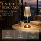 Rechargeable LED Table Lamp, Brushed Gold Aluminum, Prismatic Shade, Touch Stepless Dimming, 3 Color Modes, USB-C Charging