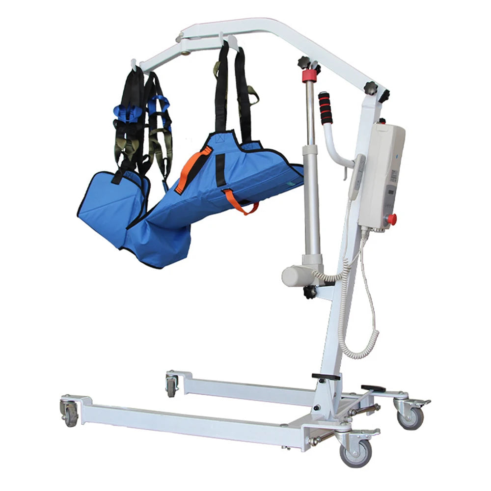 Electric Patient Transfer Lift with Adjustable Width and Brakes
