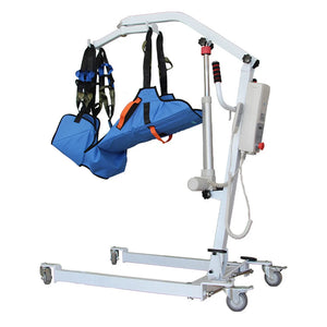 Electric Patient Transfer Lift with Adjustable Width and Brakes