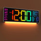 16-Inch RGB LED Digital Wall Clock with Remote Control, 8 Display Colors, Alarm, Auto DST & Indoor Temperature Display