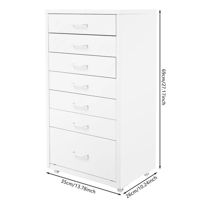 7-Drawer Rolling Storage Cabinet with Wheels, Mobile File Organizer & Bedside Table for Bedroom, Office & Living Room