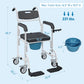 4-in-1 Rolling Shower Commode Chair with Wheels – Portable Bath & Toilet Chair for Seniors and Adults, Black