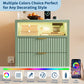 2-Drawer Nightstand with Charging Station & LED Light, 2 USB-A Ports, AC Outlet, Open Shelf & Fluted Drawers for Bedroom