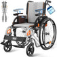 Lightweight Foldable Manual Wheelchair – Steel Frame with Flip-Up Armrests & Quick-Release Leg Rests for Travel