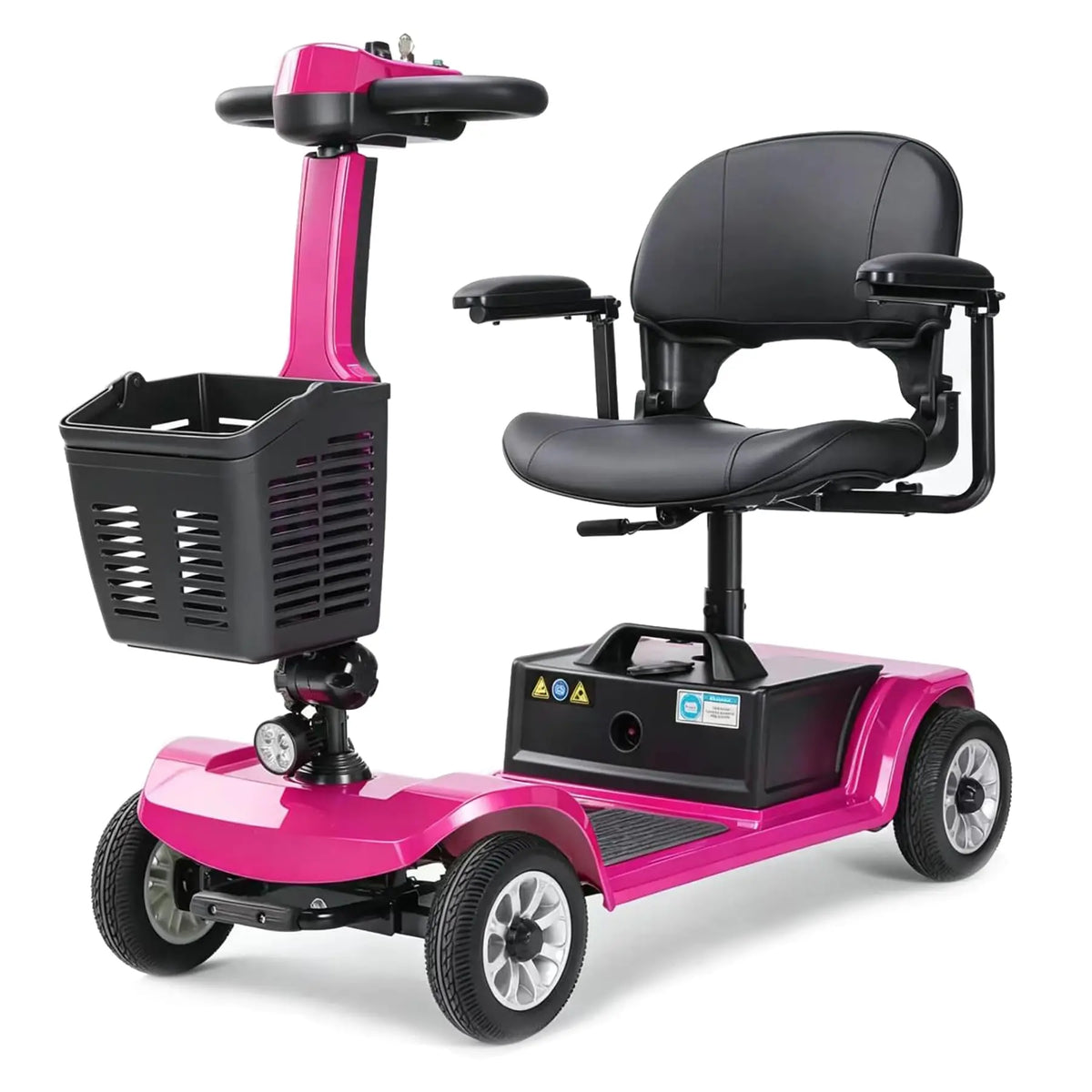 4-Wheel Foldable Mobility Scooter for Adults, 20Ah Detachable Battery, 418 lb Capacity, Electromagnetic Brake, 360° Swivel Seat