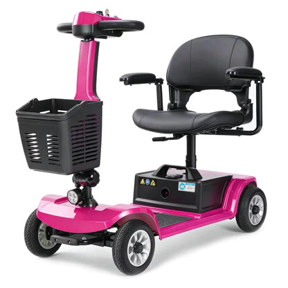 4-Wheel Foldable Mobility Scooter for Adults, 20Ah Detachable Battery, 418 lb Capacity, Electromagnetic Brake, 360° Swivel Seat