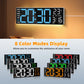 LED Digital Wall Clock with RGB Night Light, Temperature Display, Dual Alarms & Countdown Timer, 12/24 Hour
