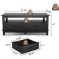 47" Farmhouse Coffee Table with 2 Drawers & Open Storage Shelf, Rustic Wood Center Table for Living Room